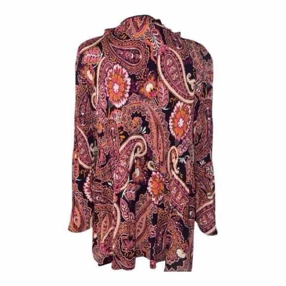 Chloe+Rene Paisley V-Neck Tunic with Pink & Orange Floral Print Women’s Size XL - Picture 3 of 4